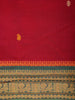 Dark Pink Small Butta Motif Design Cotton Saree With Contrast Green Border