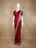 Dark Pink Solid Design Satin Saree with Embellished Lace Border