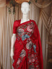 Dark Pink Solid Woven Design Pure Tussar Saree with Floral Border