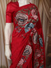 Dark Pink Solid Woven Design Pure Tussar Saree with Floral Border