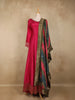 Dark Pink Stone Embellished Design Silk Gown with Multicolor Dupatta