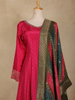 Dark Pink Stone Embellished Design Silk Gown with Multicolor Dupatta