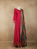 Dark Pink Stone Embellished Design Silk Gown with Multicolor Dupatta