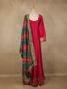 Dark Pink Stone Embellished Design Silk Gown with Multicolor Dupatta