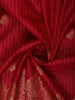 Dark Pink Striped Zari Woven Design Pure Kanchipuram Silk Saree with Zari Border