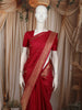 Dark Pink Striped Zari Woven Design Pure Kanchipuram Silk Saree with Zari Border