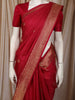 Dark Pink Striped Zari Woven Design Pure Kanchipuram Silk Saree with Zari Border