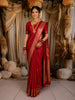 Dark Pink Striped Zari Woven Design Pure Kanchipuram Silk Saree with Zari Border