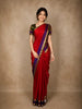 Dark Pink Zari Woven Kanchipuram Silk Saree with Contrast Purple and Green Border