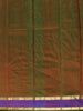 Dark Pink Zari Woven Kanchipuram Silk Saree with Contrast Purple and Green Border
