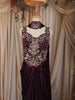 Dark Plum Purple Floral Sequins and Thread Embroidered Design Shimmer Indo Western Skirt and Top with Choker Dupatta