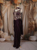 Dark Plum Purple Floral Sequins and Thread Embroidered Design Shimmer Indo Western Skirt and Top with Choker Dupatta
