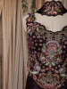 Dark Plum Purple Floral Sequins and Thread Embroidered Design Shimmer Indo Western Skirt and Top with Choker Dupatta