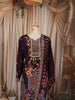 Dark Plum Purple Floral Vine Printed Design Crepe Silk Straight Cut Salwar Suit with Matching Dupatta