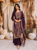 Dark Plum Purple Floral Vine Printed Design Crepe Silk Straight Cut Salwar Suit with Matching Dupatta