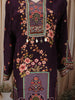 Dark Plum Purple Floral Vine Printed Design Crepe Silk Straight Cut Salwar Suit with Matching Dupatta