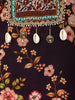 Dark Plum Purple Floral Vine Printed Design Crepe Silk Straight Cut Salwar Suit with Matching Dupatta