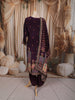 Dark Plum Purple Floral Vine Printed Design Crepe Silk Straight Cut Salwar Suit with Matching Dupatta