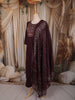 Dark Plum Purple Geometric Mirror Embroidered Design Cotton Straight Cut Salwar Suit with Dupatta