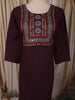 Dark Plum Purple Geometric Mirror Embroidered Design Cotton Straight Cut Salwar Suit with Dupatta