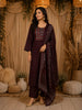 Dark Plum Purple Geometric Mirror Embroidered Design Cotton Straight Cut Salwar Suit with Dupatta