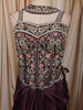 Dark Plum Purple Paisley Sequins and Beads Embroidered Design Holographic Indo Western Draped Skirt Corset Top with Choker Dupatta