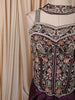 Dark Plum Purple Paisley Sequins and Beads Embroidered Design Holographic Indo Western Draped Skirt Corset Top with Choker Dupatta