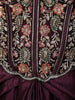 Dark Plum Purple Paisley Sequins and Beads Embroidered Design Holographic Indo Western Draped Skirt Corset Top with Choker Dupatta