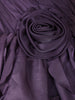 Dark Purple 3D Floral Layered One-Shoulder Satin Kids Gown
