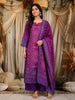 Dark Purple Bandhani Inspired Printed Design Cotton Straight Cut Salwar Suit with Dupatta