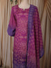 Dark Purple Bandhani Inspired Printed Design Cotton Straight Cut Salwar Suit with Dupatta