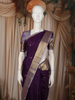Dark Purple Butta Zari Woven Design Pure Kanchipuram Silk Saree with Contrast Zari Border
