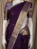 Dark Purple Butta Zari Woven Design Pure Kanchipuram Silk Saree with Contrast Zari Border