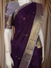 Dark Purple Butta Zari Woven Design Pure Kanchipuram Silk Saree with Contrast Zari Border