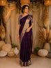 Dark Purple Butta Zari Woven Design Pure Kanchipuram Silk Saree with Contrast Zari Border