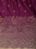 Dark Purple Butta Zari Woven Design Pure Satin Saree with Scalloped Border