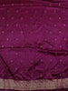 Dark Purple Butta Zari Woven Design Pure Satin Saree with Scalloped Border