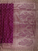 Dark Purple Butta Zari Woven Design Pure Satin Saree with Scalloped Border