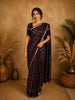 Dark Purple Checked Zari Woven Design Kanchipuram Silk Saree with Silver Zari Border
