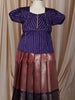 Dark Purple Chevron Zari Woven Design Art Silk Traditional Kids Pattu Pavadai Set