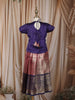 Dark Purple Chevron Zari Woven Design Art Silk Traditional Kids Pattu Pavadai Set
