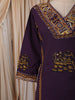 Dark Purple Elephant Motif Thread Embroidered Design Cotton Straight Cut Salwar Suit with Dupatta