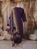 Dark Purple Elephant Motif Thread Embroidered Design Cotton Straight Cut Salwar Suit with Dupatta