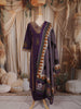 Dark Purple Elephant Motif Thread Embroidered Design Cotton Straight Cut Salwar Suit with Dupatta