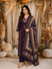 Dark Purple Elephant Motif Thread Embroidered Design Cotton Straight Cut Salwar Suit with Dupatta
