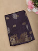 Dark Purple Elephant Motif Zari Woven Design Mixed Cotton Saree with Zari Border