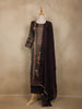 Dark Purple Embroidered Design Tissue Silk Salwar Suit