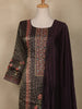 Dark Purple Embroidered Design Tissue Silk Salwar Suit