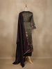 Dark Purple Embroidered Design Tissue Silk Salwar Suit