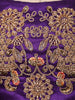 Dark Purple Floral Beads and Zardozi Embroidered Design Satin Party Wear Jacket Style Saree with Stitched Blouse